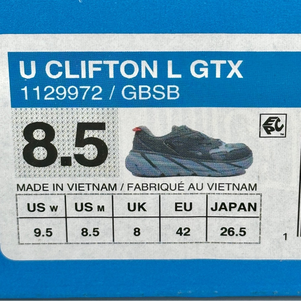 NWT Hoka Clifton Leather Gore-Tex Waterproof Unisex Goblin Stone Blue GBSB - Picture 5 of 16